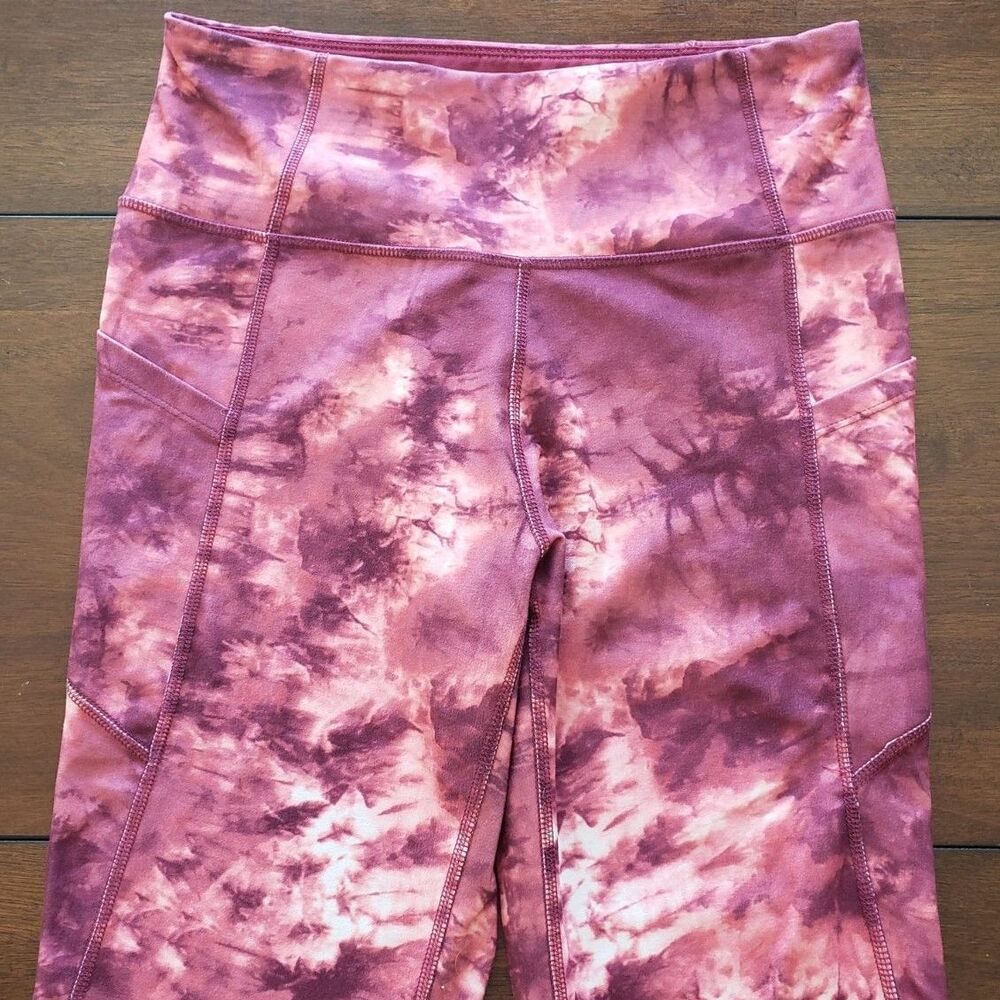 Jessica Simpson Sportswear Size L Ankle Legging Maroon Tie Dye Yoga Gym Workout - Picture 6 of 8